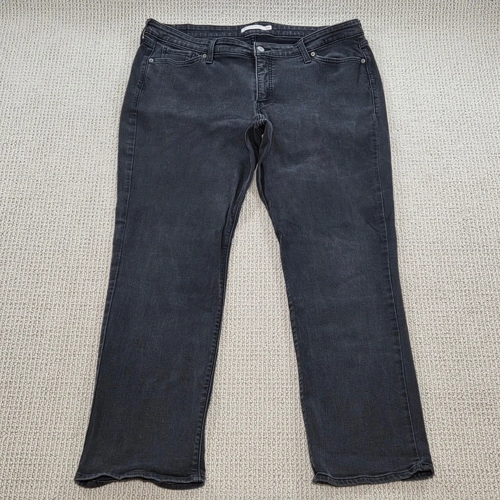 Levi's 414 Classic Straight Faded Black Jeans Womens 18W Denim Pants